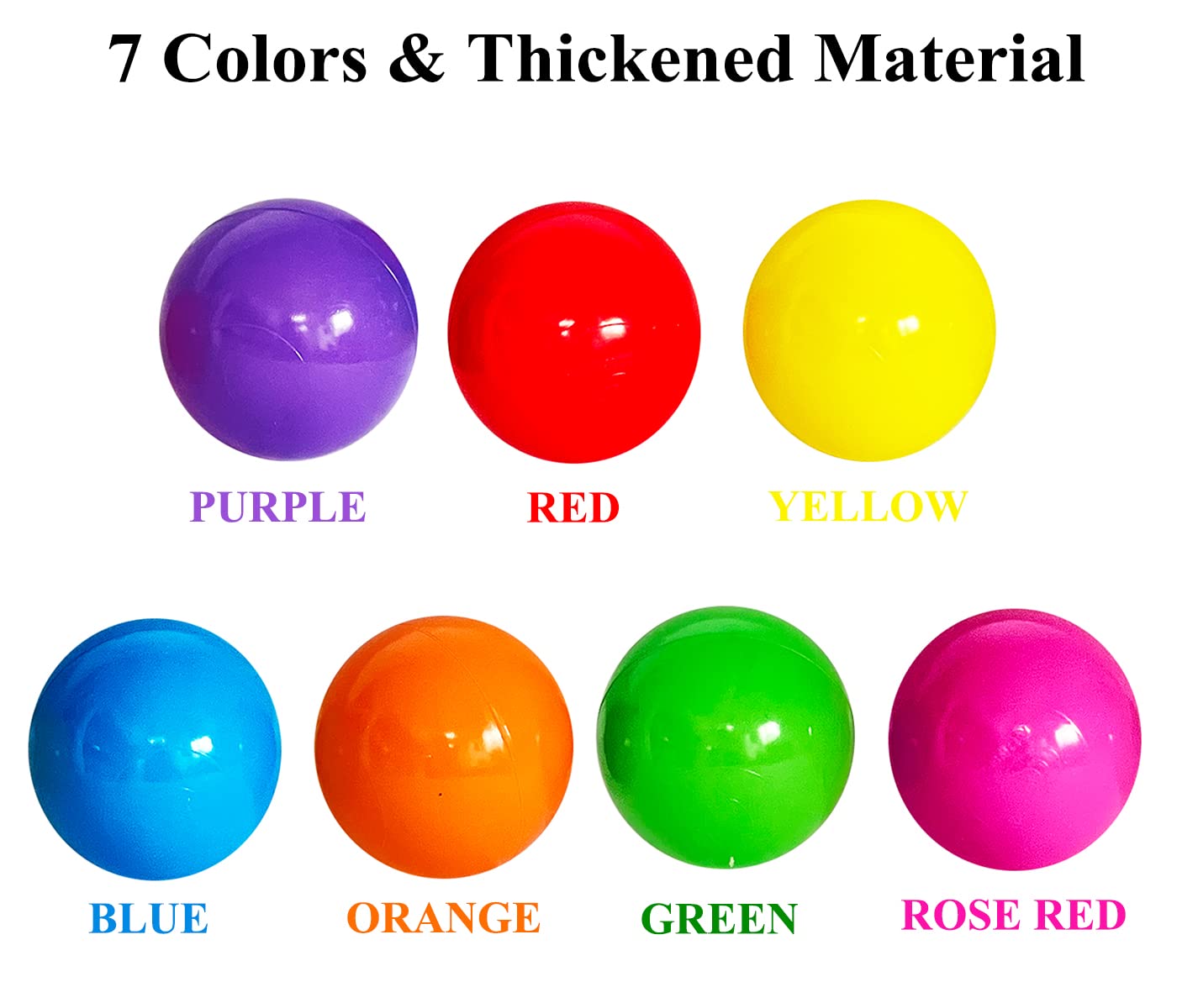 LANGXUN 50 100 200 Balls Soft Plastic Ball Pit Balls for Kids, Gift for Baby Toddler Birthday Christmas, Ball Pit Play Tent, Baby Kiddie Pool Water Toys, Party Decoration