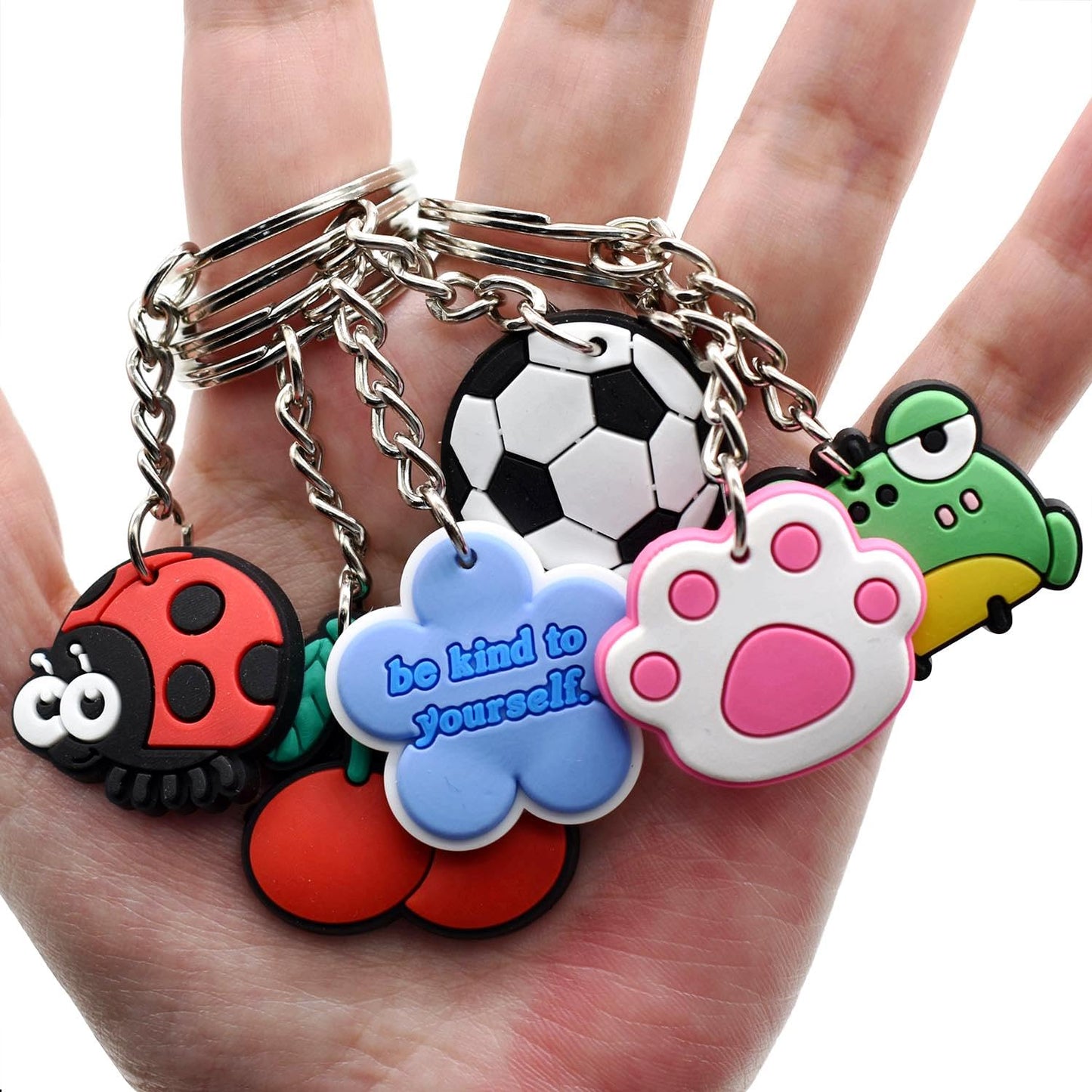 Gibleitz 200pcs Random Different Keychains,Mixed Non-Repeat Cute Key Chain for Classroom Prizes Students Incentives Holiday Gifts Party Favors
