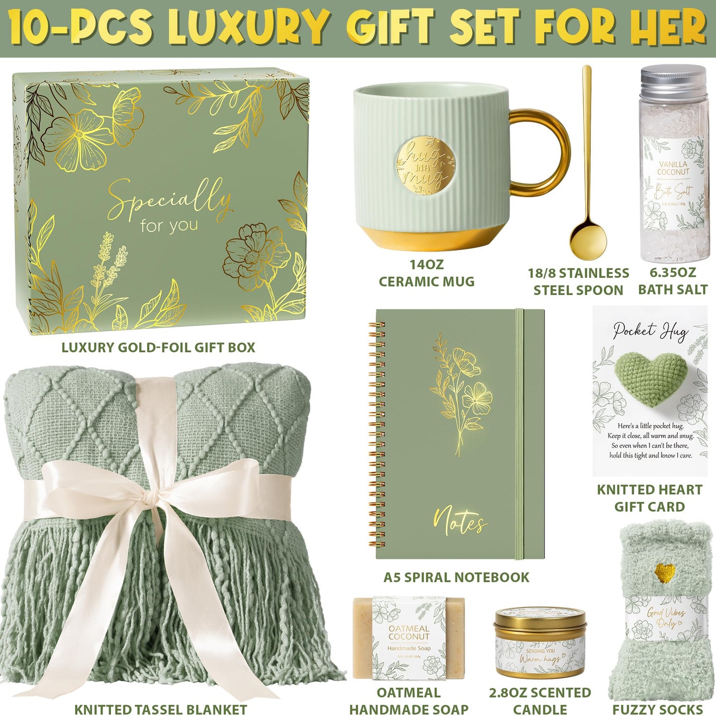 Self Care Gifts for Women Get Well Soon Gift Baskets, Unique Birthday Gifts for Women Spa Care Package, Sympathy Inspirational Thinking of You Gift Set for Mom Her Sister Best Friend Wife Girlfriend