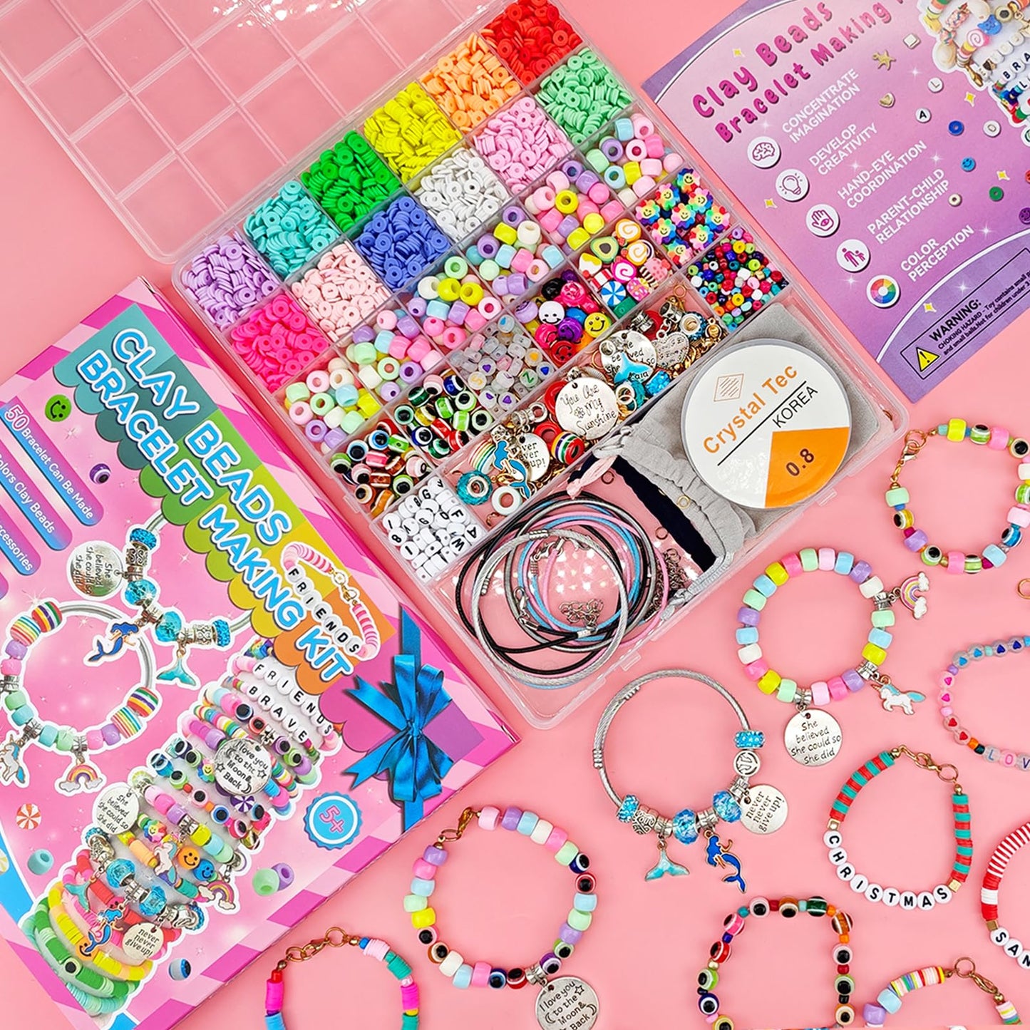 leitait Girls Toys Bracelet Making Kit -3400pcs Charm Jewelry Making Kit Supplies,Unicorn/Mermaid Crafts Birthday Christmas Gifts for Girls Ages 5 6 7 8 9 10 11 12 Years Old