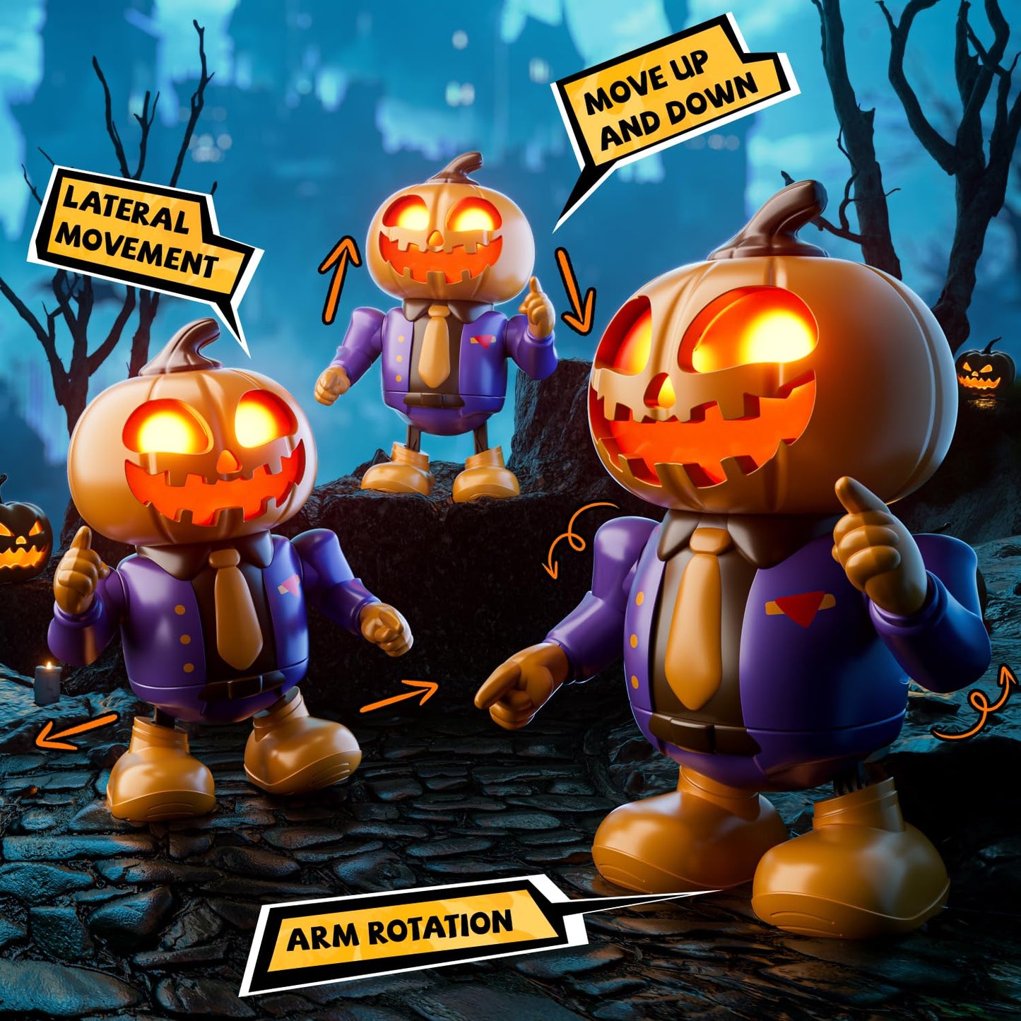 MOBI ONE Kids Toys Halloween Robot Pumpkin Toy, Prank Toys with Music & Dancing Toy for Boys & Girls Ages 3 to Up (Pumpkin Robot)