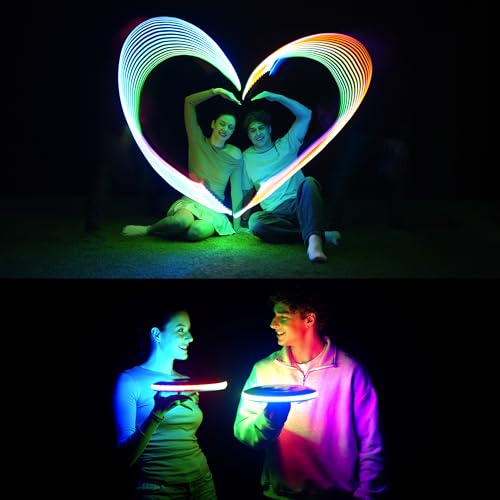 TOSY Flying Disc - 36 Mono-Color LEDs, Extremely Bright, Smart Modes, Camping Essentials for Teens/Kids/Adults/Men/Boys/Girls, Auto Light Up, Rechargeable, Waterproof, 175g