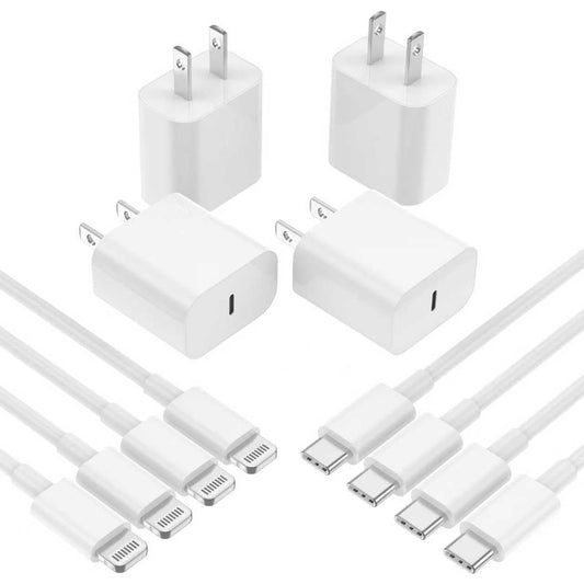 GREPHONE iPhone Charger Fast Charging,20W PD USB C Wall Charger 4 Pack with 6FT Fast Charging Cable - Fast Charger for iPhone 14/14 Pro Max/13/13 Pro/12/12 Pro/11/11 Pro/XS, iPad