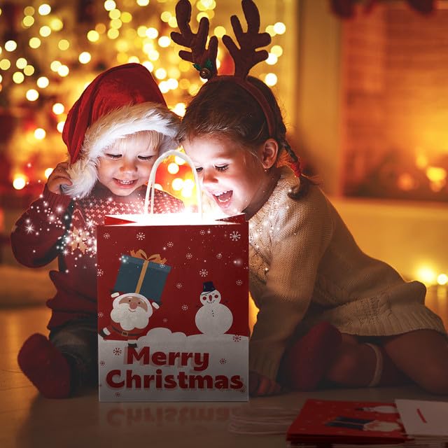 Kidtion Christmas Gift Bags 30 PCS, 7.5"x9"x3.5" Durable Christmas Bags with Tissue Paper, 6 Styles Gift Bags Bulk with Handles, Reusable Small Gift Bags Xmas Paper Bags, Party Favors Holiday Gift Bags, Colorful