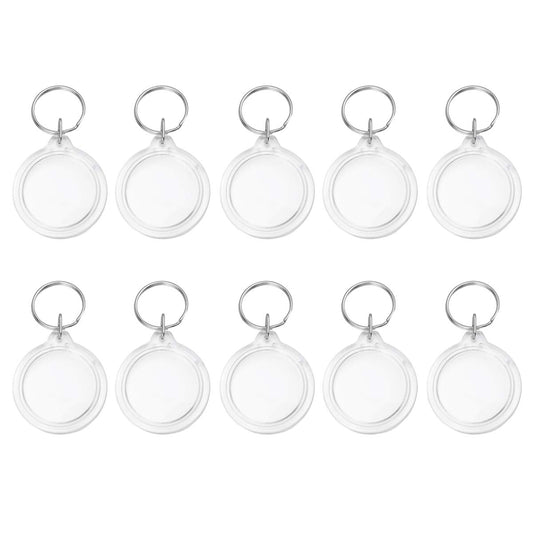 SUPVOX Acrylic Keychain - 100pcs Circular Blank Transparent Photo Frame Keyring