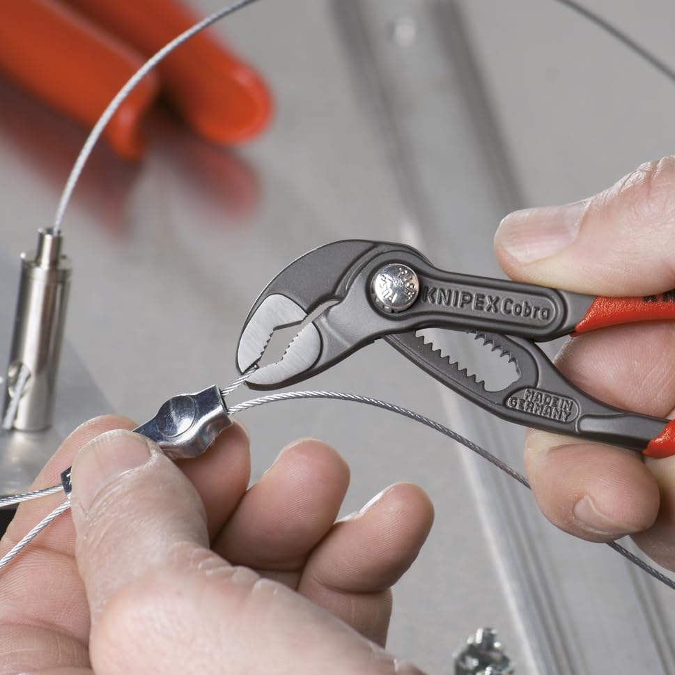KNIPEX Tools - Cobra Water Pump Pliers (8701125), 5-Inch,Red and Silver