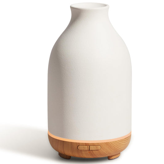 InnoGear Essential Oil Diffuser, 150ml Ceramic Stone Diffuser Handcrafted Aromatherapy Diffusers Ultrasonic Cool Mist Humidifier Vaporizor with 2 Mist Modes Waterless Auto Off for Room Office, White