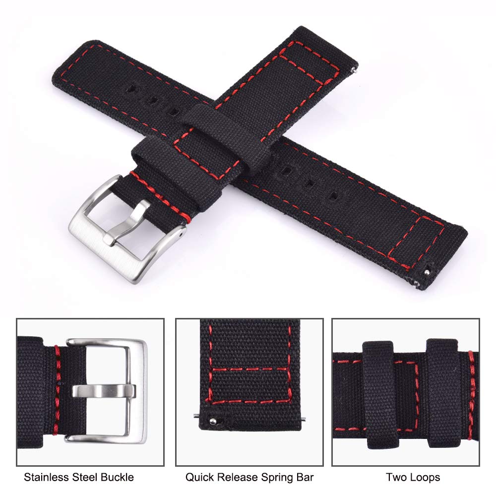 Ritche Christmas Gift 18mm Vintage Canvas Wristbands Quick Release Watch Band Replacement Watch Straps for Men Women, White Elephant Gifts, Stocking Stuffers for Men, Father's Day gifts