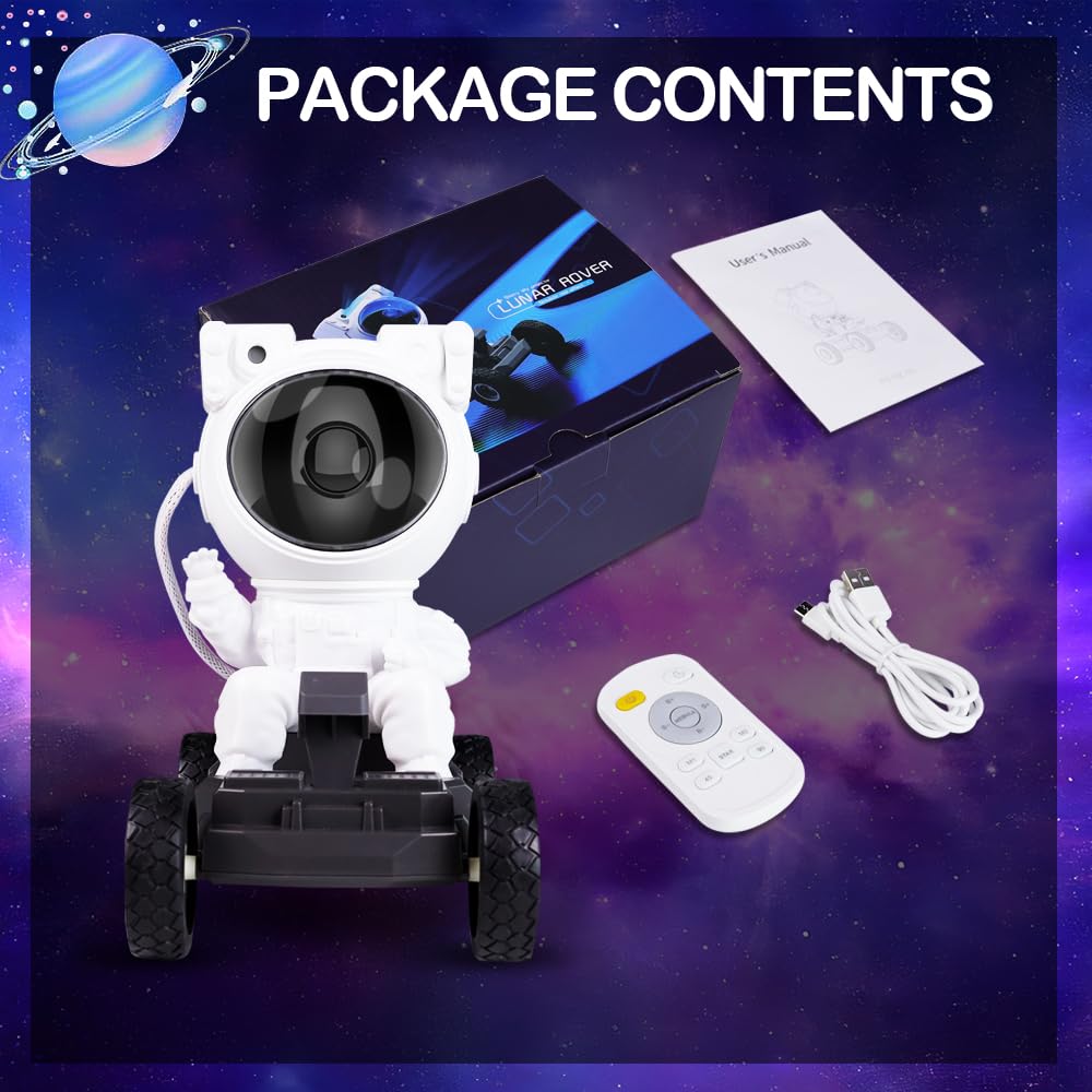 Astronaut Galaxy Star Projector Night Light, 360° Space Man Lunar Rover Buddy Starry Nebula Ceiling Projector Sky LED Starlight Planetarium Spaceman Projector Lamp Kids Room Adults Bedroom Decor Gifts