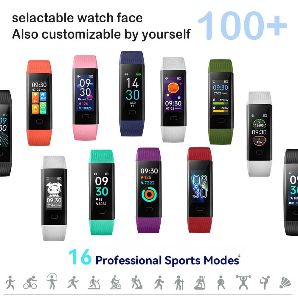 epekops Fitness Tracker with Heart Rate Monitor/Step Counter/Calories, Activity Tracker Smart Watch Sleep Monitor, IP68, Health Tracker Pedometer for Man Women