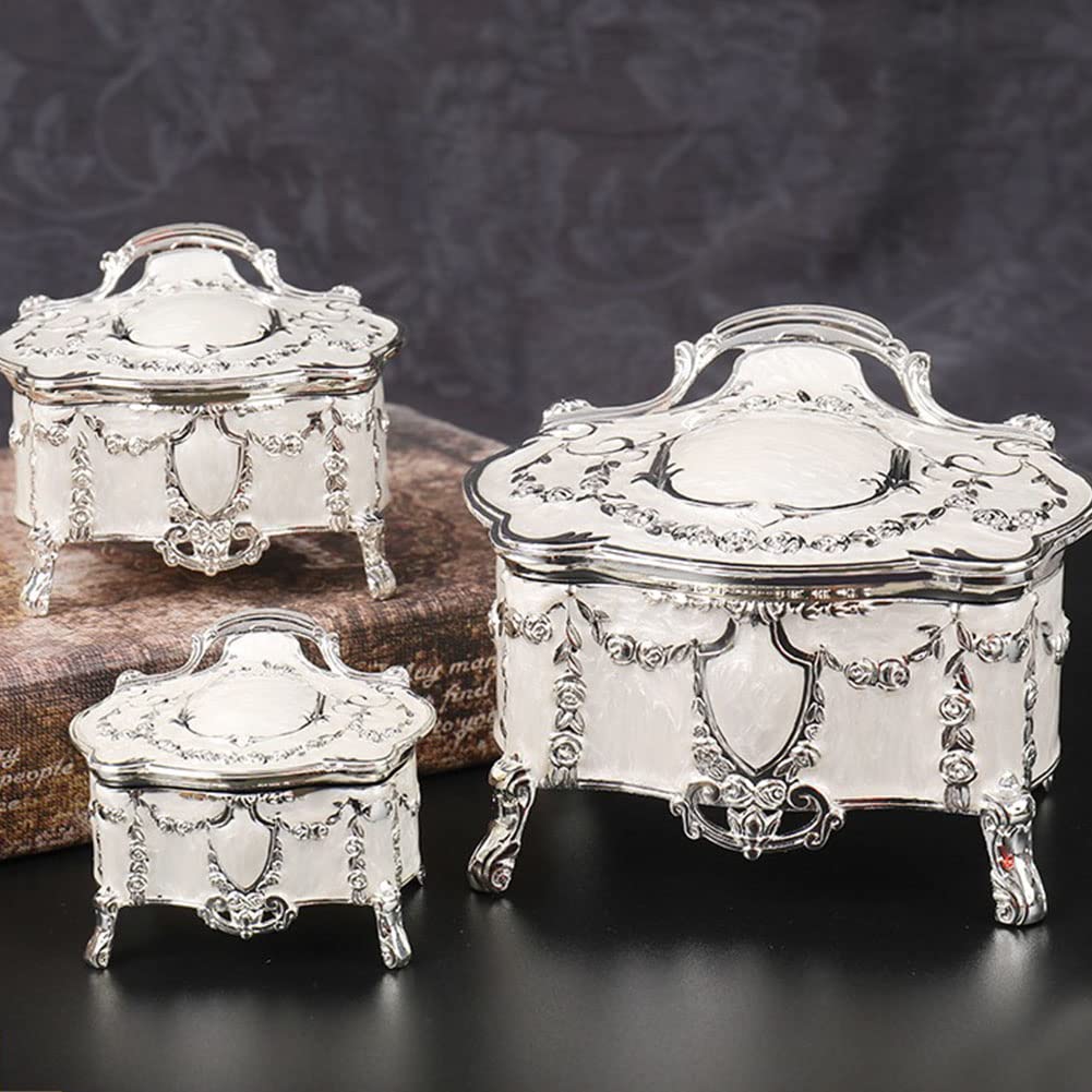 AVESON Luxury Vintage Metal Alloy Jewelry Box Ring Trinket Case Christmas Birthday Gift, Medium