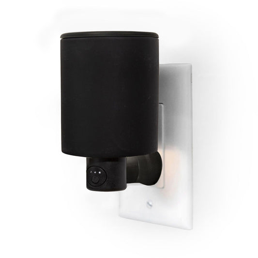Happy Wax Black Outlet Timer Warmer for Scented Wax - Compact Ceramic Wall Plug in Wax Melt Warmer with Timer - Wax Melter for Home Fragrance with Removable Silicone Dish