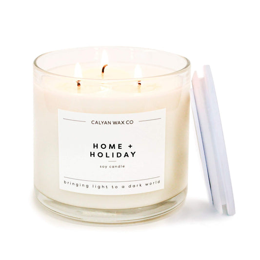 Calyan Wax Co. 3 Wick Candle, Home + Holiday Scented Candle, 43 Hour Burn Time, 3 Wick Soy Candles, Non Toxic & Vegan Soy Wax, Glass Jar Scented Candles, 14.9oz