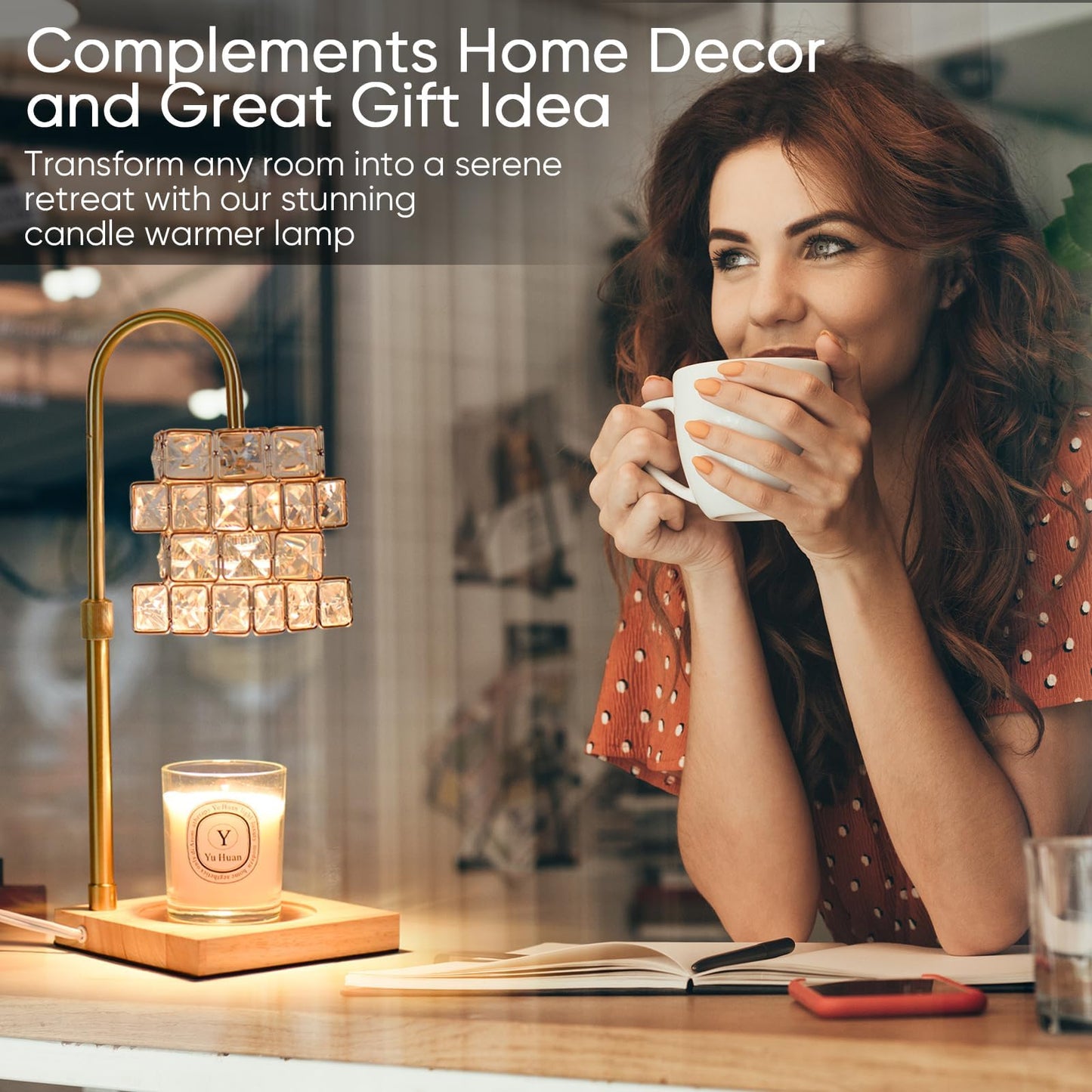 Alpharan Candle Warmer Lamp with Timer,Electric Candle Warmer Dimmable and Height Adjustable Wax Melt Warmer for Scented Wax Jar Candles,Aromatherapy Decorative Candle Heater Home Fragrance Warmer