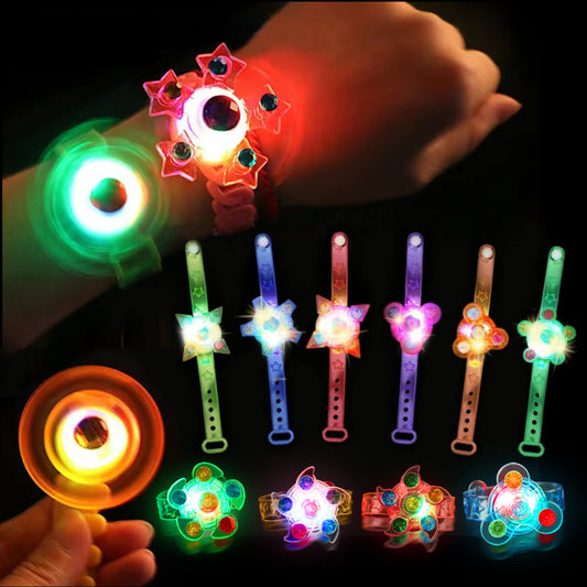 50 PCS LED Spinner Bracelets Light Up Party Favors For Kids 4-8-12, Glow Bracelet Glow in The Dark Party Supplies Light Up Toys, Classroom Kids Prizes Goodie Bag Stuffers, Easter Egg Fillers Gift (50)