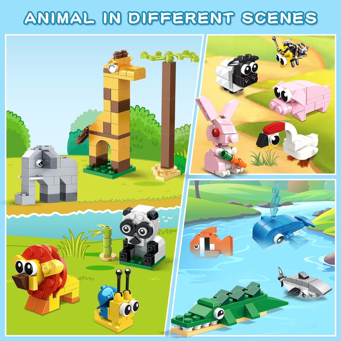 HOGOKIDS Party Favors for Kids - 20 Pack Animals Building Blocks Toy for Easter Gifts Goodie Bags Stocking Stuffer Classroom Prizes Building Set, Valentines Day Birthday Gift for Boys Girls Ages 6-12