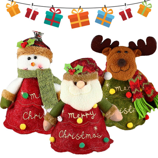 WGXIA 6Pcs Flax Christmas Apple Bags Zipper Reusable 2026 New Chritmas Eva Santa Snowman Snowflake Deer Shaped Apple Candy Bags Bulk Storages For Chritmas Party Decor (B-3pcs)