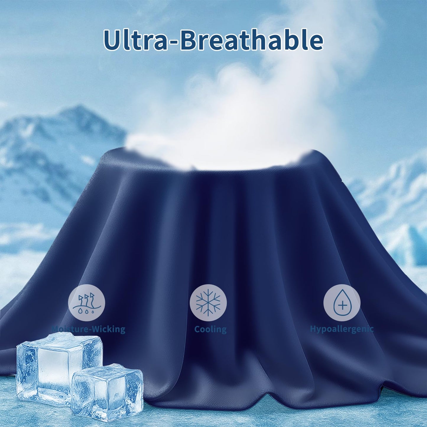 Cooling Pillow Cases for Hot Sleepers and Night Sweats, Ice Cool Pillowcases Queen Size Set of 2 for Hair Skin Silky Luxury Cover with Envelope Closure, Dorm Essentials for Deco, Royal Blue,20"×30"