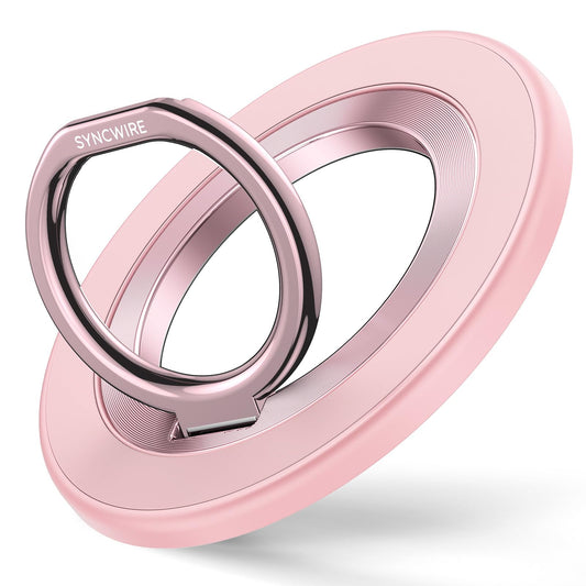 Syncwire Magnetic Phone Ring Holder for MagSafe, Magnetic Phone Ring Stand Finger Grip Kickstand with Two-Sided Magnets Compatible iPhone,Android,MagSafe Accessories, Light Pink