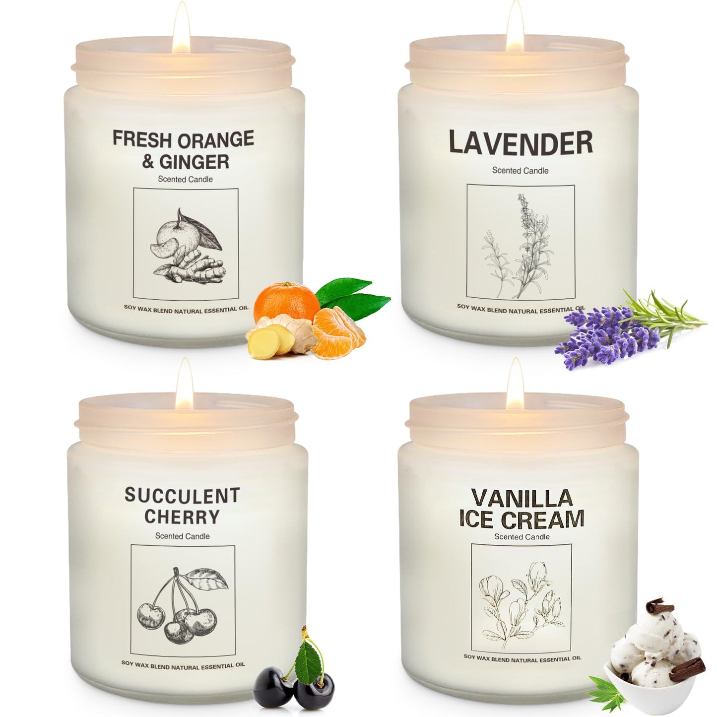 Scented Candles Sets, Candles for Home Scented,Made with Natural Soy Wax & Essential Oils, 35 Hour Burn Time,4 x 7.1 Oz Aromatherapy Candle Gifts for Christmas Birthday Women Mom Best Friends.