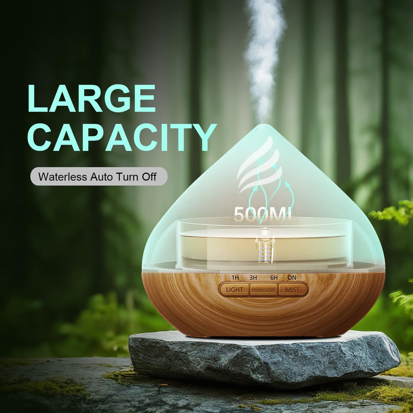 Essential Oil Scent Diffuser: 500ML Aroma Diffuser with Remote Control, Large Fragrance Aromatherapy Diffuser for Bedroom Home, Mist Humidifier with 14 Colors LED Lights and waterless Auto-Off