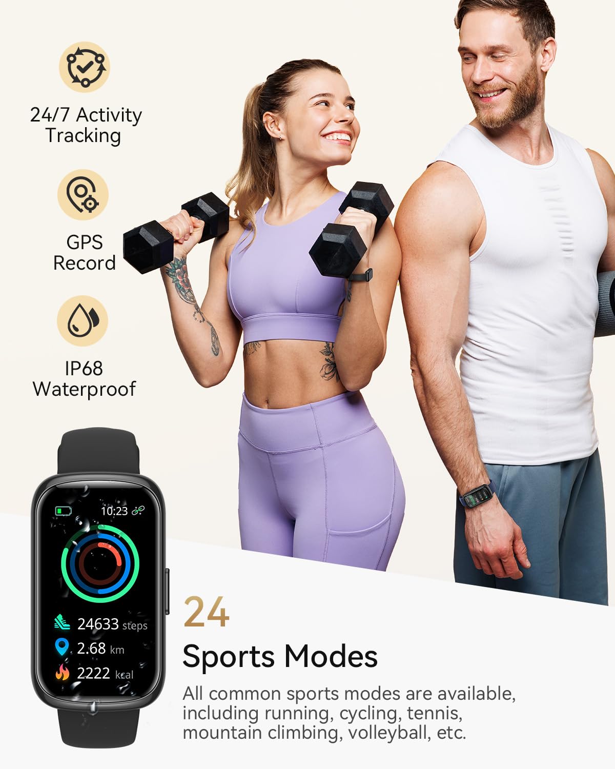RUXINGX Fitness Tracker Watch for Men/Women, SmartWatch with Sleep/Activity Tracker, Heart Rate Monitor with 20+ Sports Modes, Android Smart Watch for Phones, Smart Fitness Watches for Women/Men