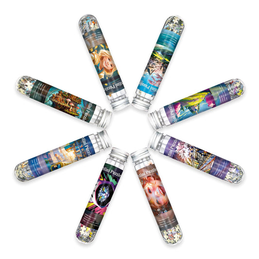 Mini Jigsaw Puzzles for Adults 234 Pieces (8 Packs) Small Jigsaw Puzzle Test Tube Puzzle Challenging Micro Puzzle Difficult Tiny Puzzle Home Decor Entertainment 6x4in (8 Pack - 6)