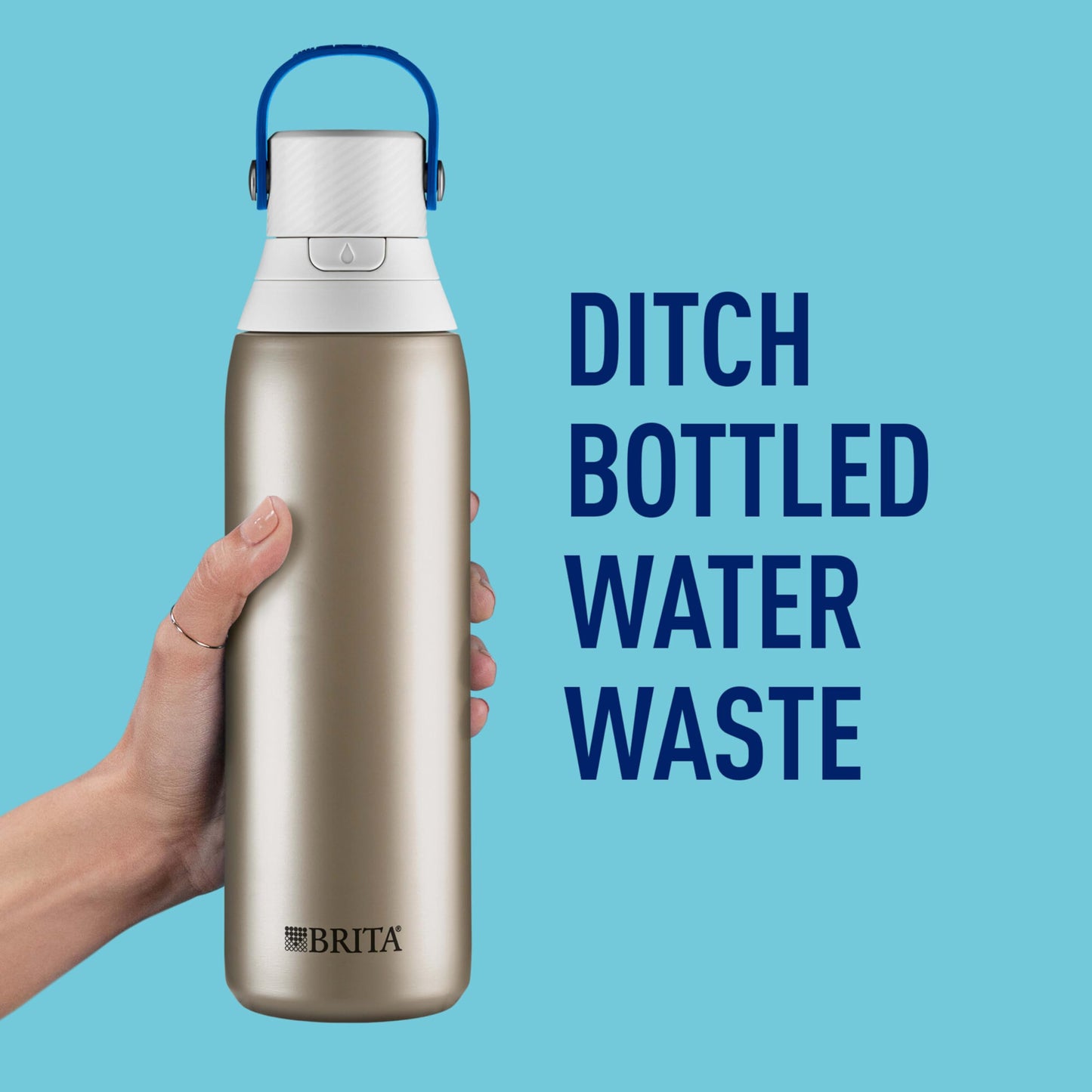 Brita Insulated Filtered Water Bottle with Straw, Reusable, Christmas Gift and Stocking Stuffer For Men and Women, Stainless Steel Metal, 20 Ounce
