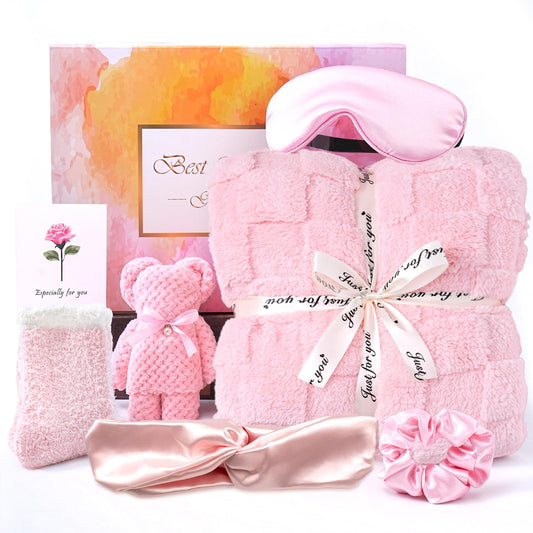 Gracelife Get Well Soon Gifts for Women Hug in a Box Friendship Mothers Day Birthday Thank You Gifts Baskets Birthday Box Sister Friend Female Mom Wife Her Girlfriend Coworker Bestie (Pink)