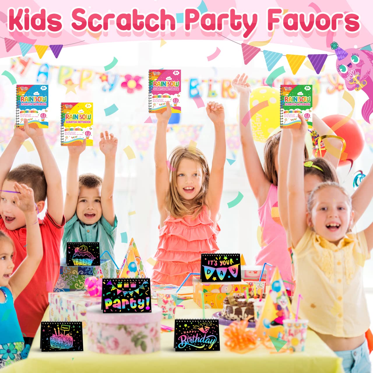 Scratch Art Party Favors for Kids: 24 Pack Rainbow Scratch Notebook Bulk Kids Craft School Supplies for Girls Boys 4-8 Years Old Kids Birthday Goodie Bags Christmas Gifts Classroom Prizes for Kids