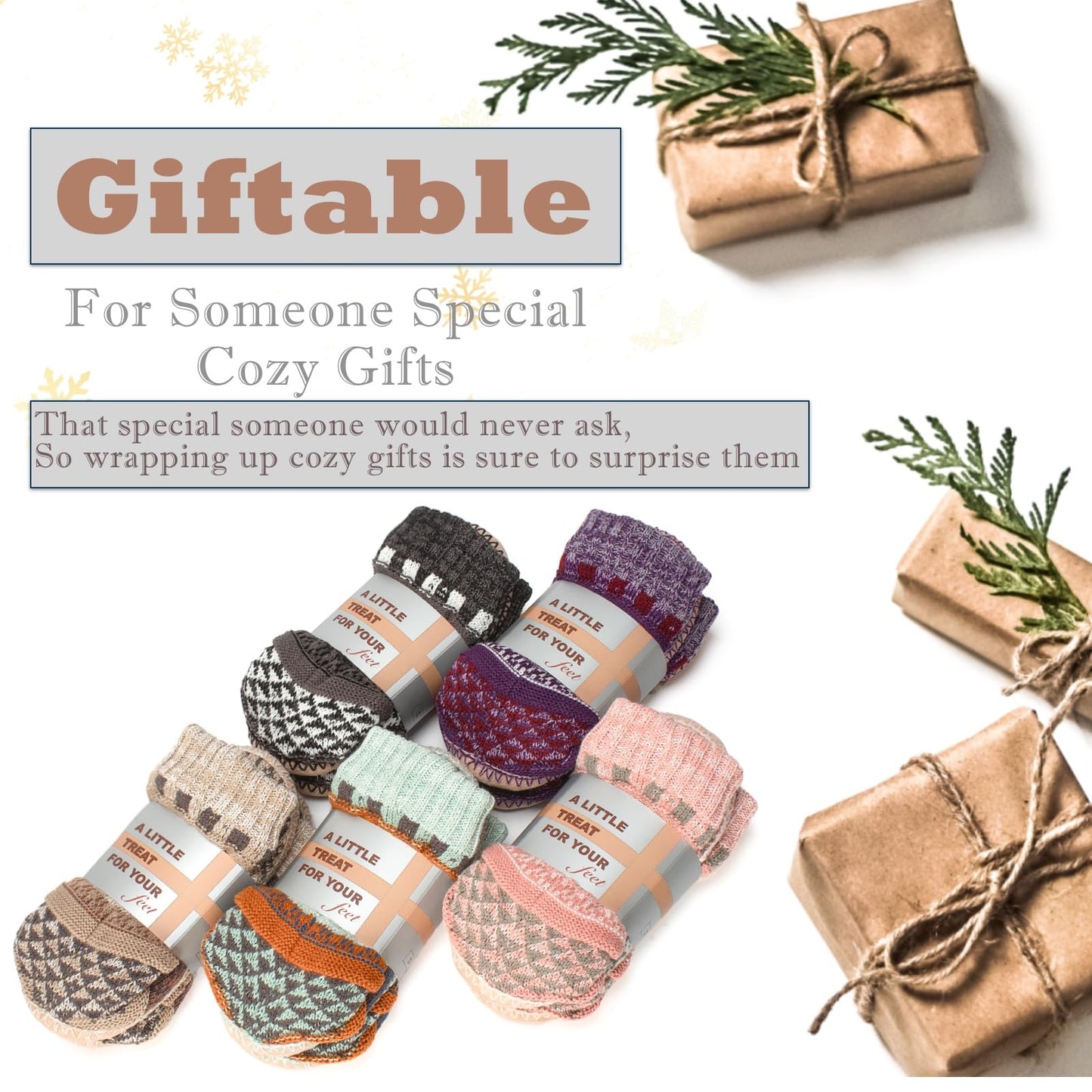 Cozylook Womens Fuzzy Slipper Socks with Grips Winter Warm Cabin Socks Non Slip, Stocking Stuffers for Adults Women Her, Christmas Gifts for Women Wife Mom Grandma Her Girlfriend Cozy Holiday Gifts