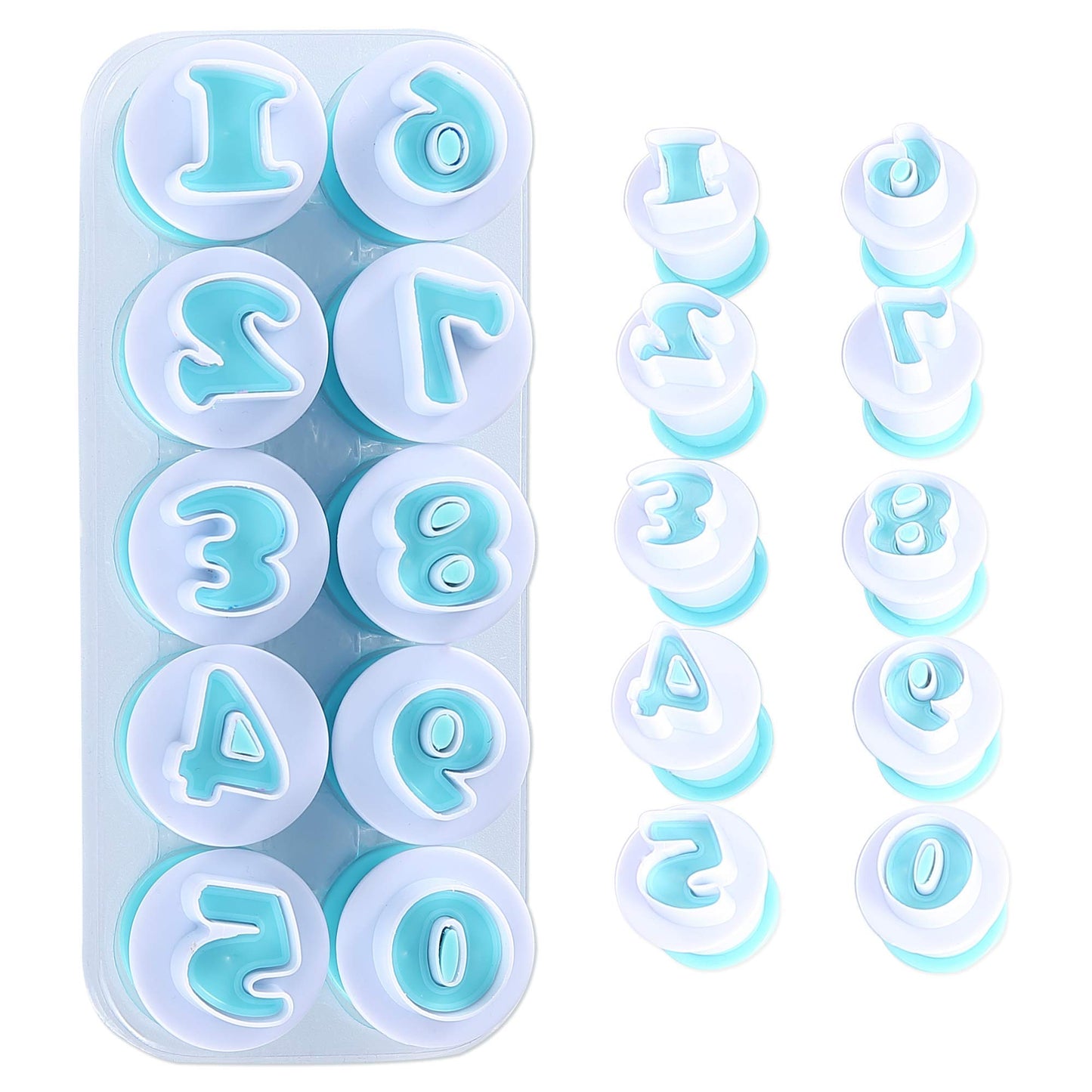 Nuoda Fondant Alphabet/Letter Cutters and Number set,Cake Biscuit Mold,Cake Decorating Tools, Cookie Stamp Impress,Embosser Cutter,DIY Sugar Cookies Chocolate Plunger(3 Set of Number and Letters)