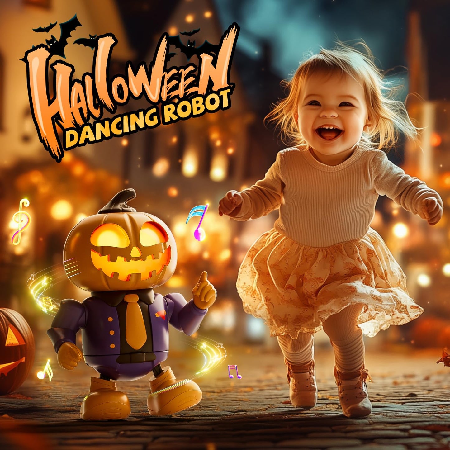 MOBI ONE Kids Toys Halloween Robot Pumpkin Toy, Prank Toys with Music & Dancing Toy for Boys & Girls Ages 3 to Up (Pumpkin Robot)
