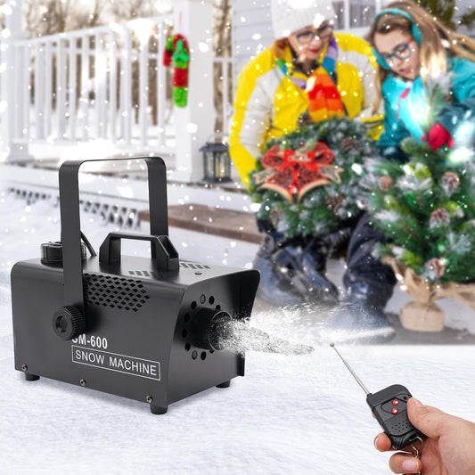 Gworobie 600W Snow Machine for Party, Outdoor/Indoor Snowflake Machine with Wireless Remote Control and Wired Control for Christmas Wedding Photography Parties DJ Stage Parades