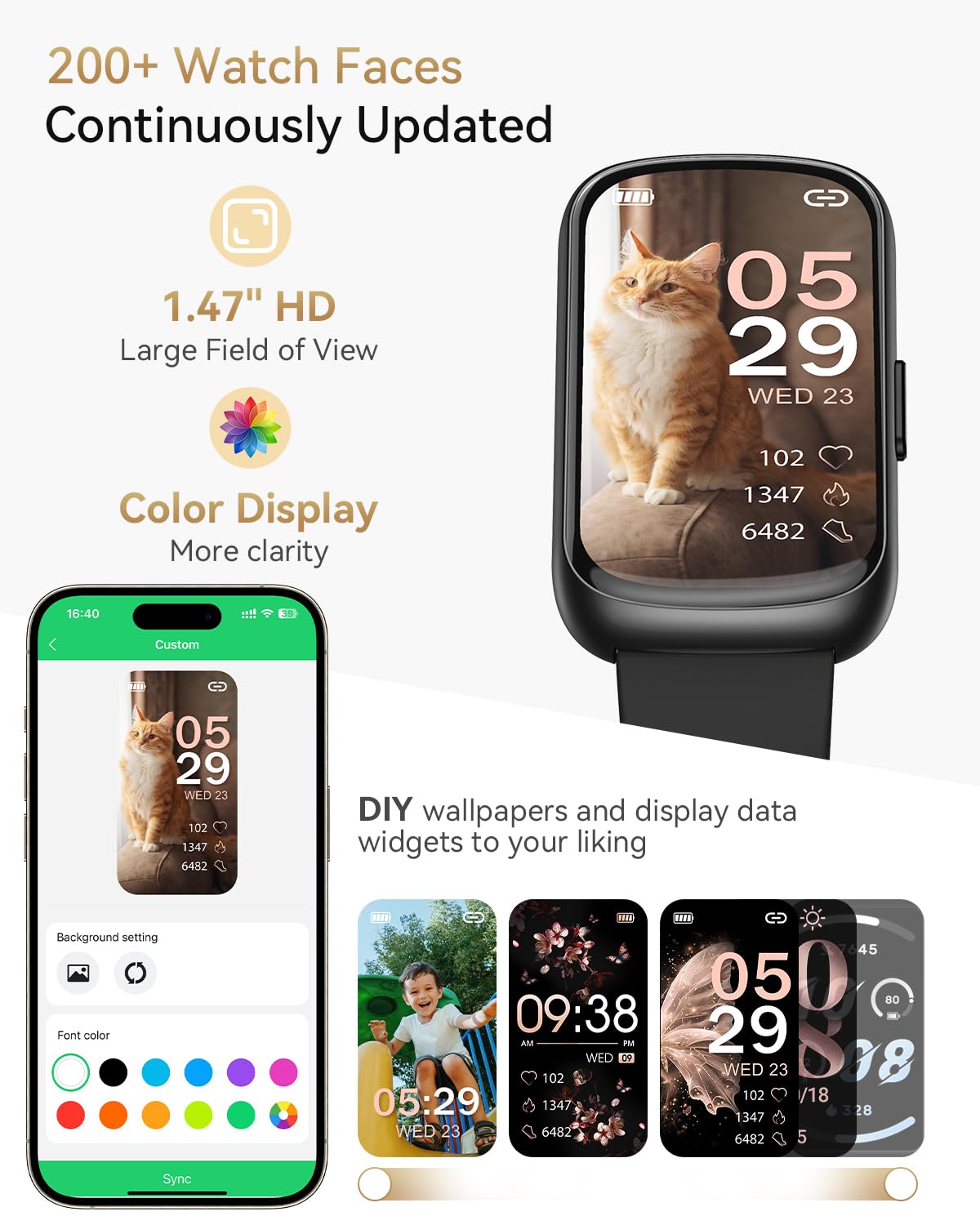 RUXINGX Fitness Tracker Watch for Men/Women, SmartWatch with Sleep/Activity Tracker, Heart Rate Monitor with 20+ Sports Modes, Android Smart Watch for Phones, Smart Fitness Watches for Women/Men