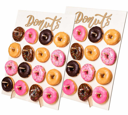 Starpack 'Hole Lotta Love' Premium Donut Wall Stand for Party (2 Pcs) - Wooden Donut Stand for Dessert Table - Treat Holder Stand for Party - Durable Treat Wall Display Stand for Decorations & Festive