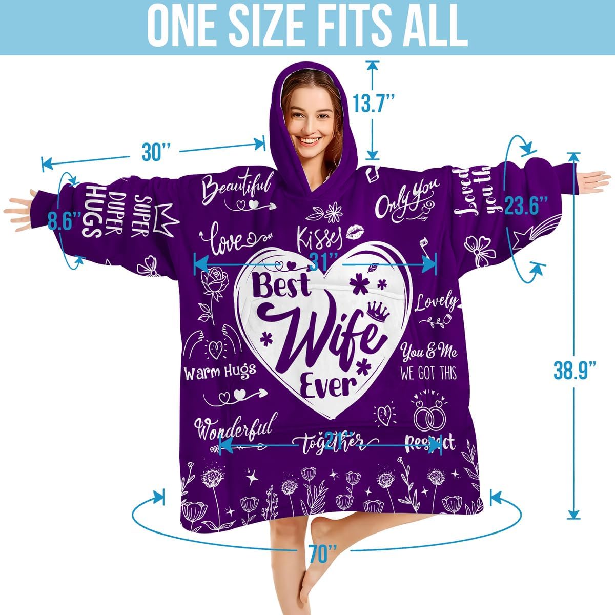 Warmstorey Wearable Blanket Hoodie For Wife Best Wife Ever Hoodie Blanket - Cozy Wearable Hoodies Blanket From Husband Best Wife Ever Gift For Christmas Gift For Wife From Husband Anniversary