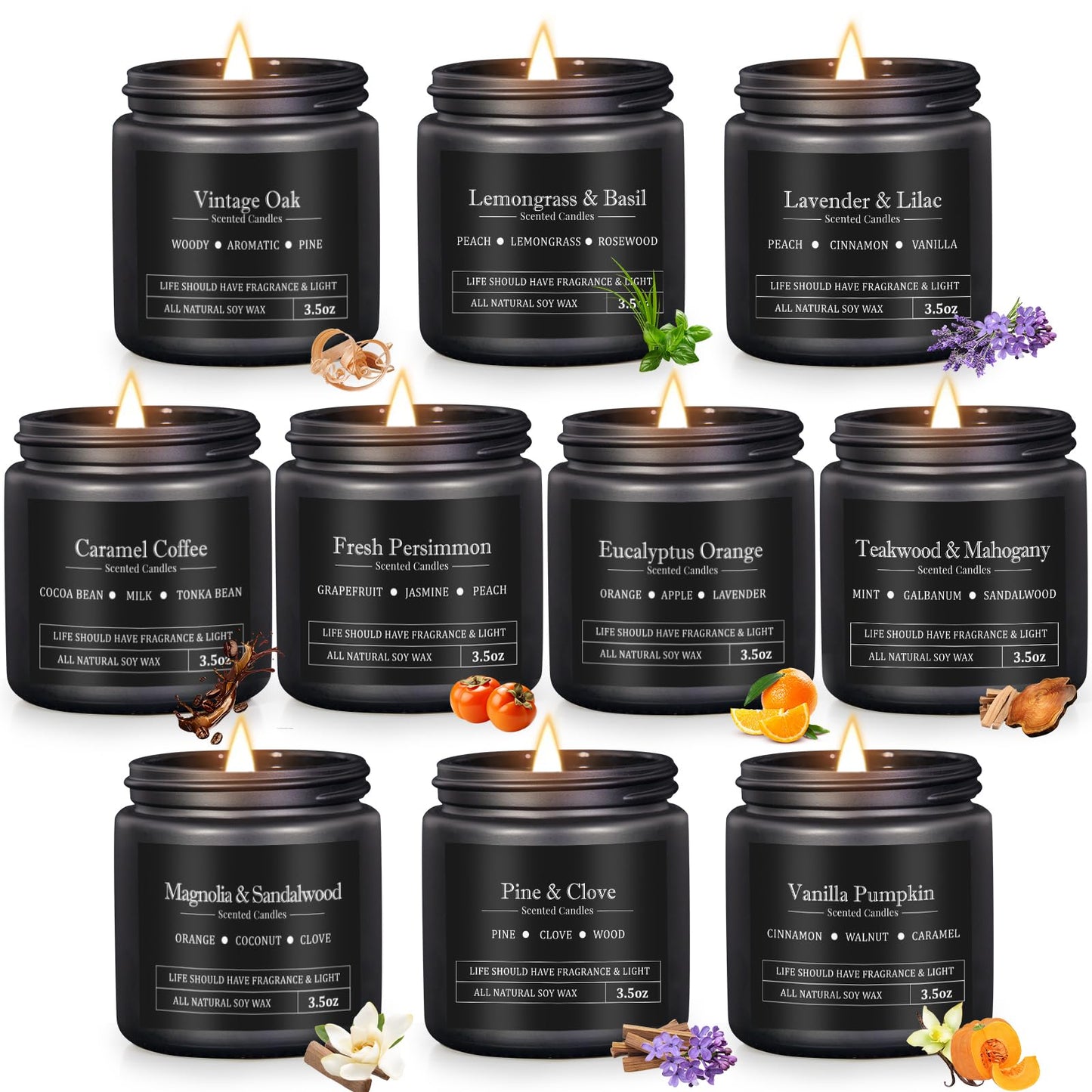 10 Pack Scented Candles Set Gifts for Men, Aromatherapy Candle Set Gift for Dad, Boyfriend, Birthday, Anniversary, Father's Day
