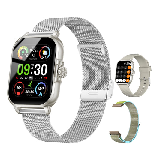Smart Watches for Women Men Fitness Tracker Watch 2.04 HD Screen Sport Watch with ChatGpt AI Voice 3 Bands Step Counter 24/7 Heart Rate Sleep Monitor Smartwatch for Android iOS (Silver)