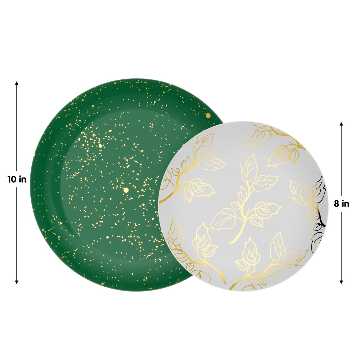 Trendables Christmas Plates Disposable Heavy Duty 40 Pcs Christmas Dinnerware Set Green Plates Disposable Includes 20 10" Green Dinner Plate & 20 8" Dessert Plate For Holiday And Party Supplies