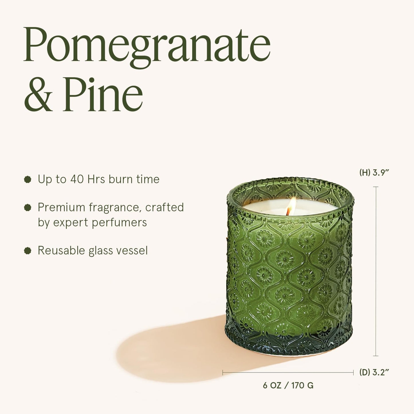 LA JOLIE MUSE Pine Scented Candle, Holiday Candle Gifts, Pomegranate Candle, Winter Scented Candle for Home Scented, Natural Soy Wax Candle, 40 Hours Long Burning