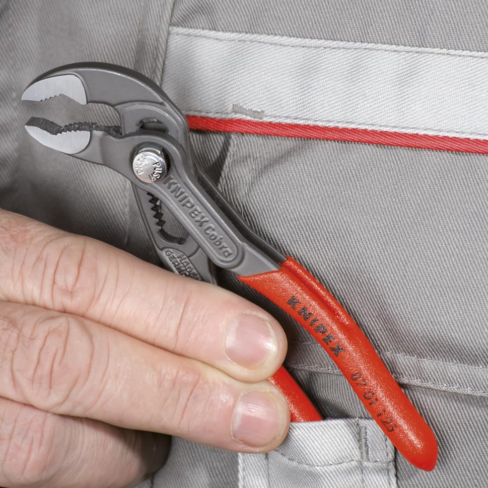 KNIPEX Tools - Cobra Water Pump Pliers (8701125), 5-Inch,Red and Silver