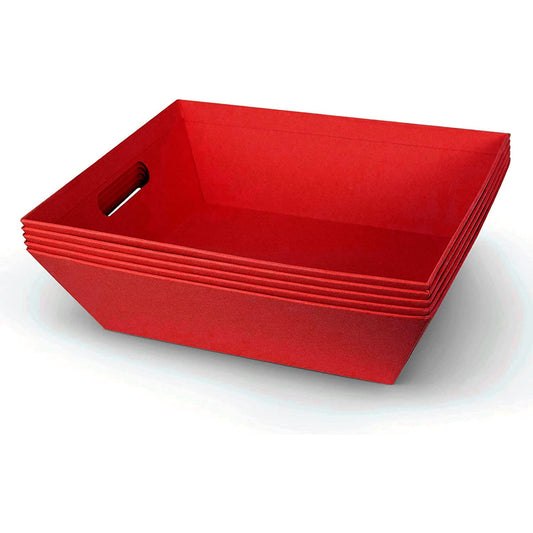 [5PK] Large Red Baskets For Gifts Empty To Fill| Bulk Red Gift Basket- 10x12” Basket| Christmas, Valentines, Thanksgiving, Easter|Shelf Basket, Snack, Organizing|Gift To Impress-Upper Midland Products