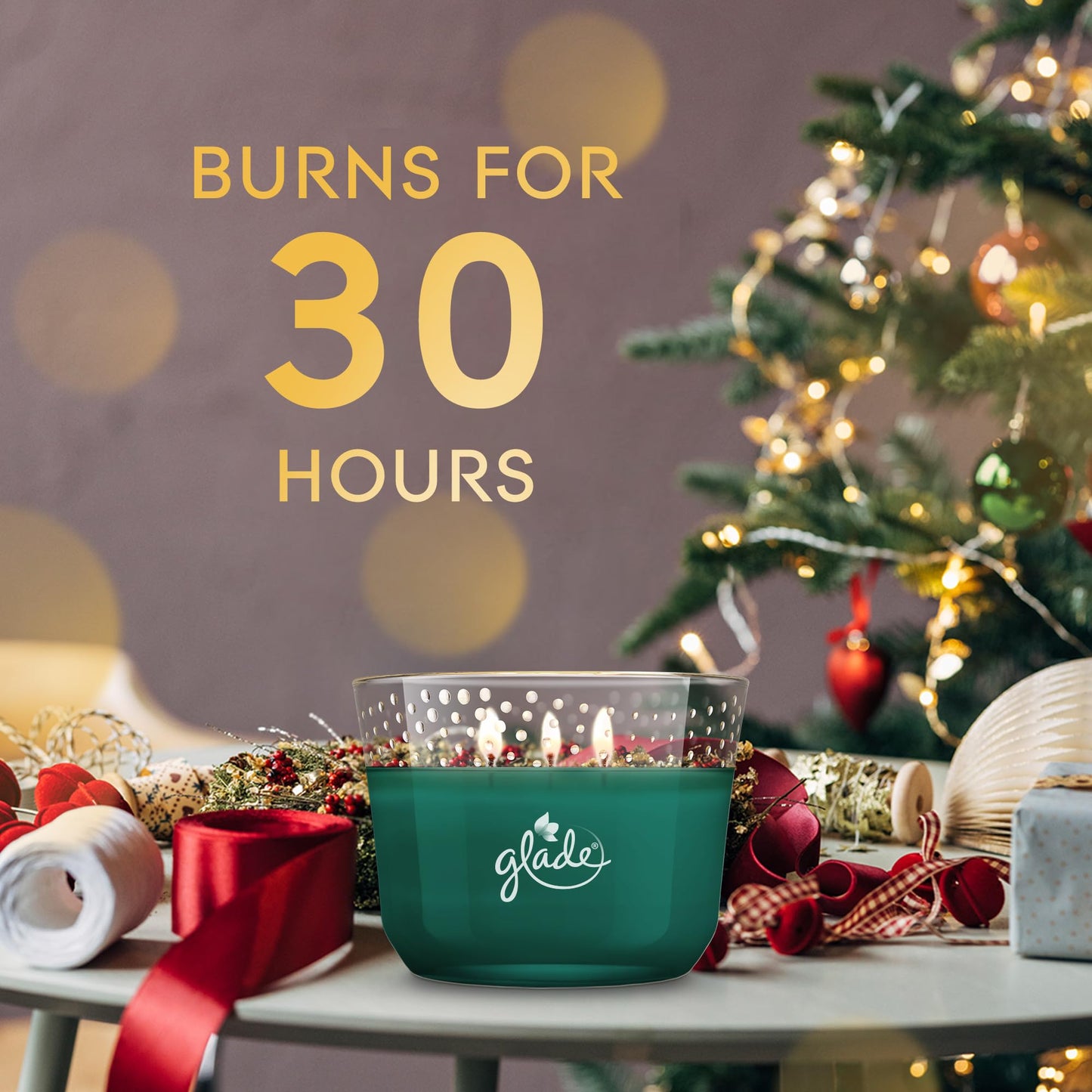 Glade Candle Twinkling Pine & Cedar, Fragrance Candle Infused with Essential Oils, Air Freshener Candle, 3-Wick Candle, 6.8 Oz, 3 Count