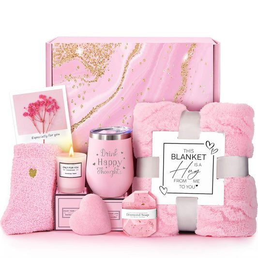 Birthday Gifts for Women, Self Care Get Well Soon Gifts, Luxury Rose Spa Bath Gift Basket - Unique Christmas Valentines Day Mothers Day Gifts for Mom Grandma Daughter Her Wife Girlfriend