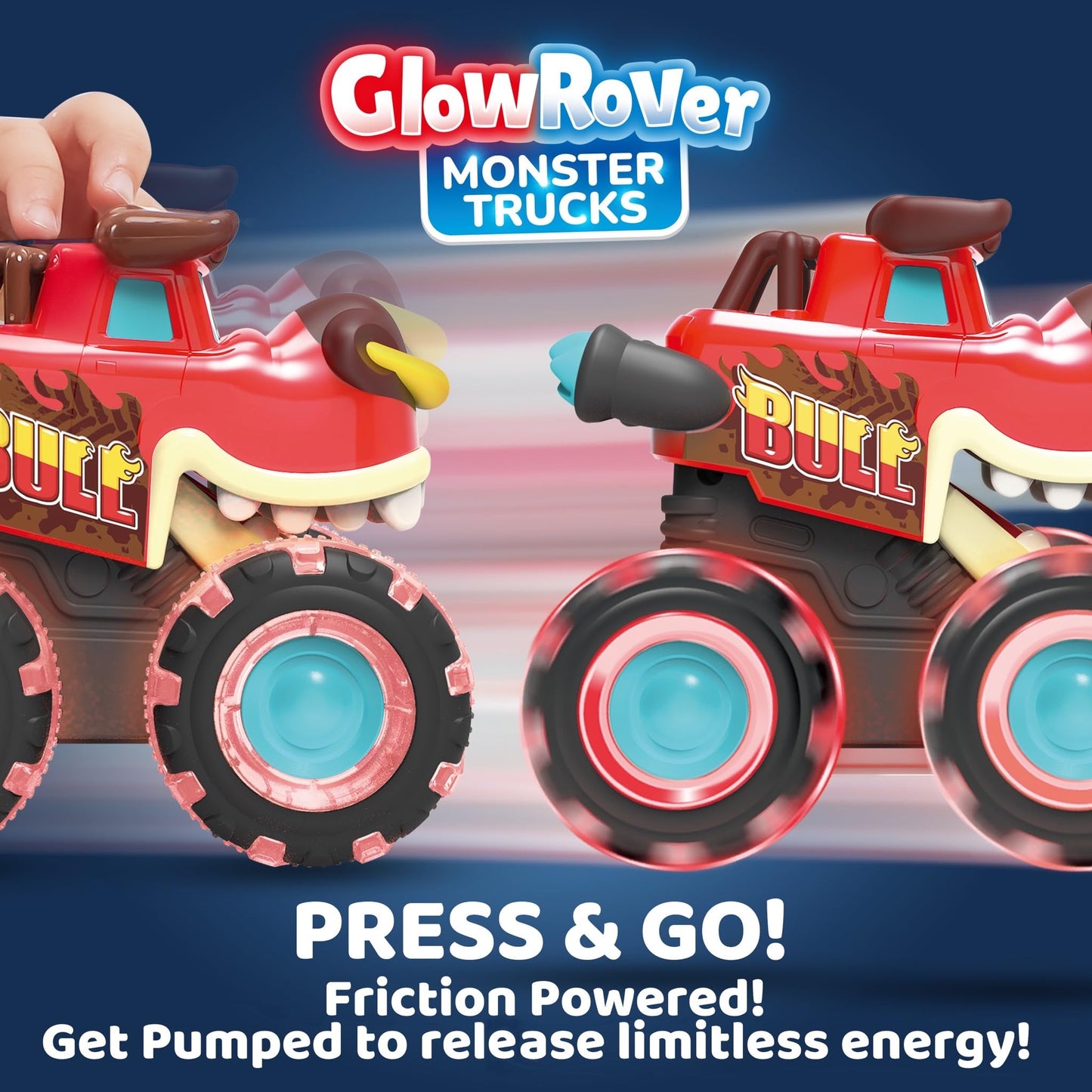 JOYIN 3 Pack Monster Truck Toy - Motion Activated Light-Up Cars for Toddlers - Monster Treads Lightning Wheels - Baby Toy Present - Press & Go Cars for Boys Girls Birthday Gifts