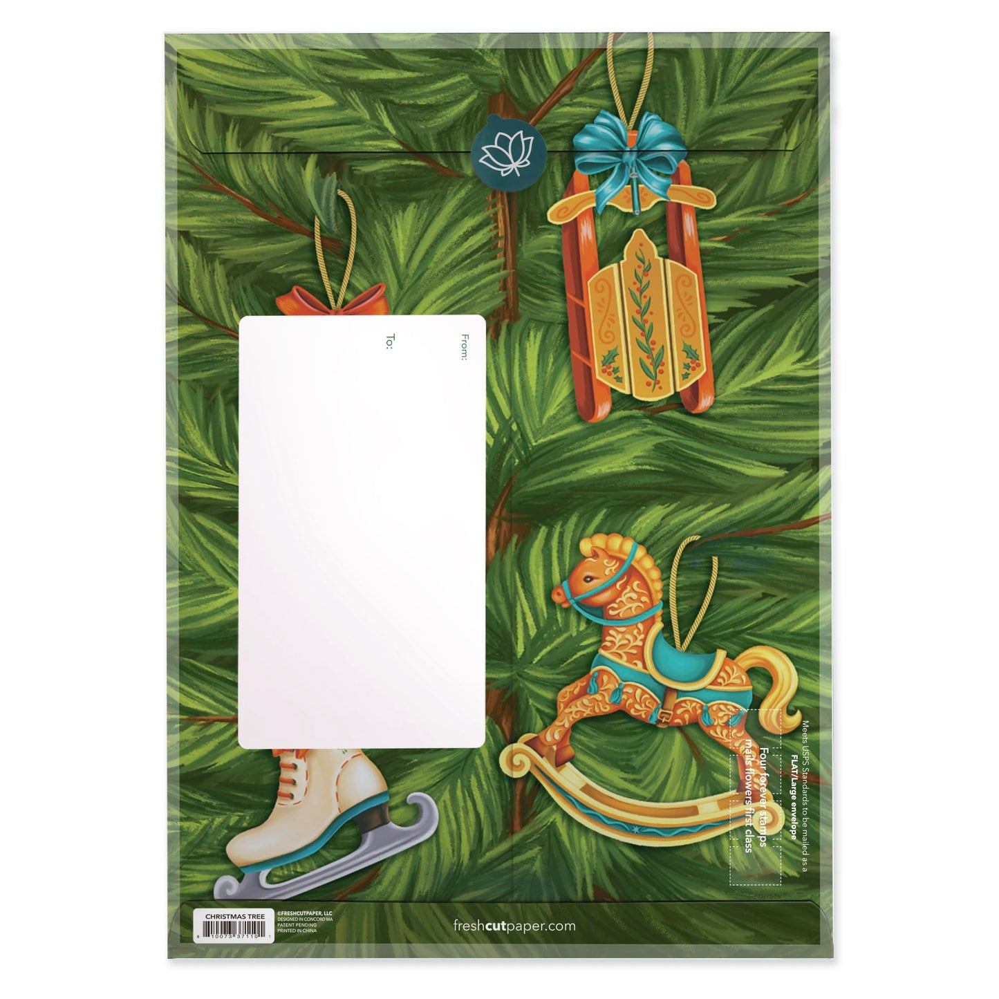 Freshcut Paper Pop Up Cards, Christmas Tree, 15 Inch Life Sized 3D Popup Greeting Card, Christmas Cards, Holiday Card, Thank You Gifts, Blank Notecard & Envelope