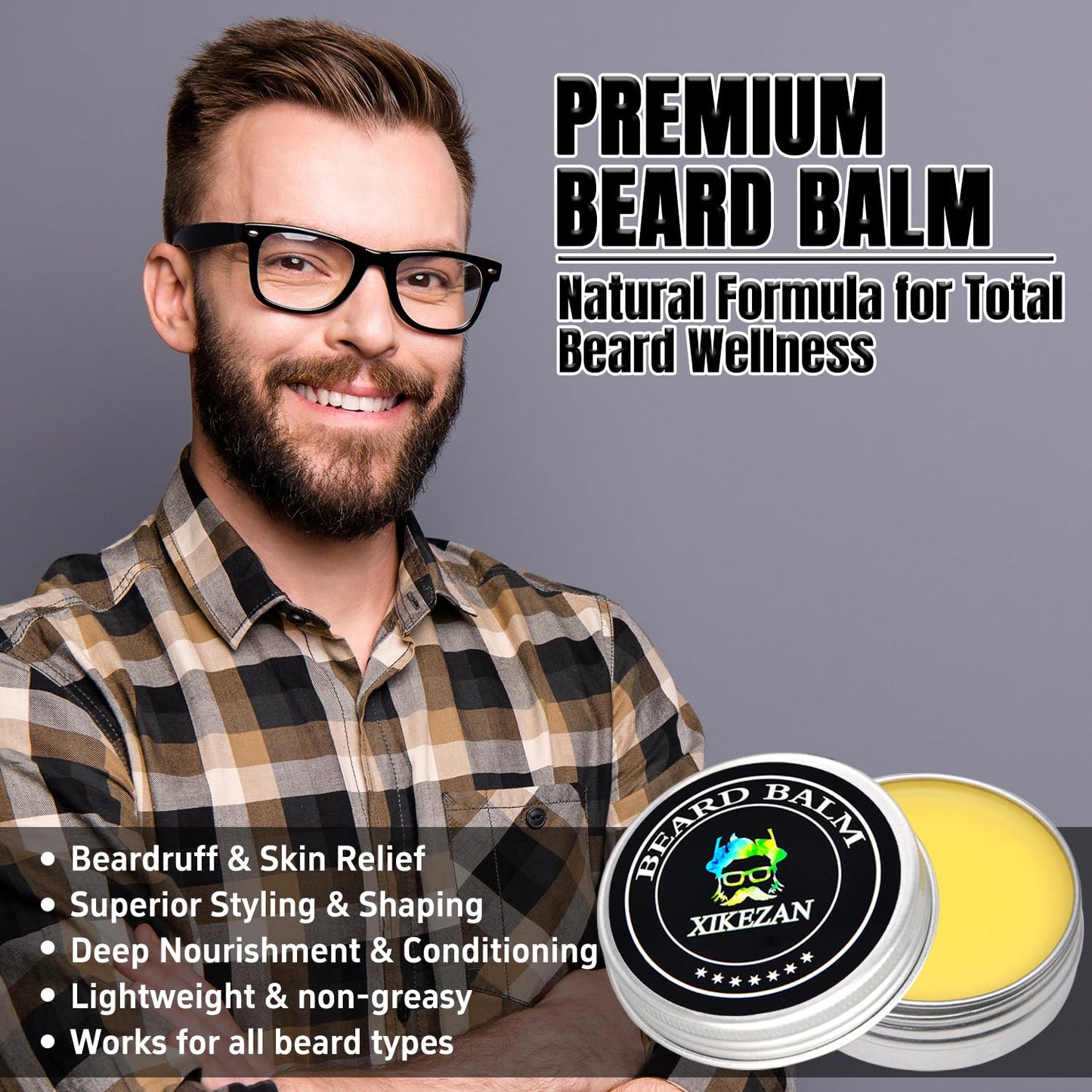 XIKEZAN Beard Kit for Men Grooming & Straightening Set,w/Beard Straightener, 2 Pack Oil, Balm, Comb, Scissor, Brush, Birthday Valentines Gifts for Him Dad Men Boyfriend Christmas Stocking Stuffers