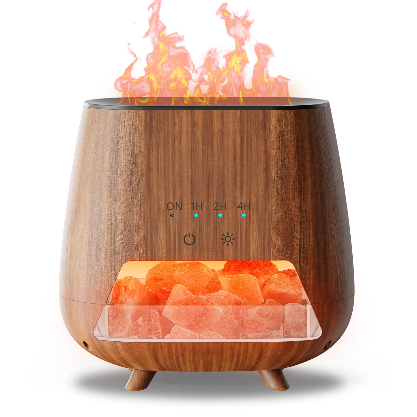 JJNJJN Essential Oil Diffuser for Home: 200ml Wood Grain Scent Diffuser - Pure Himalayan Pink Salt Rock - Cool Mist Humidifier with Auto Off Function and 9 Colors LED Light for Bedroom