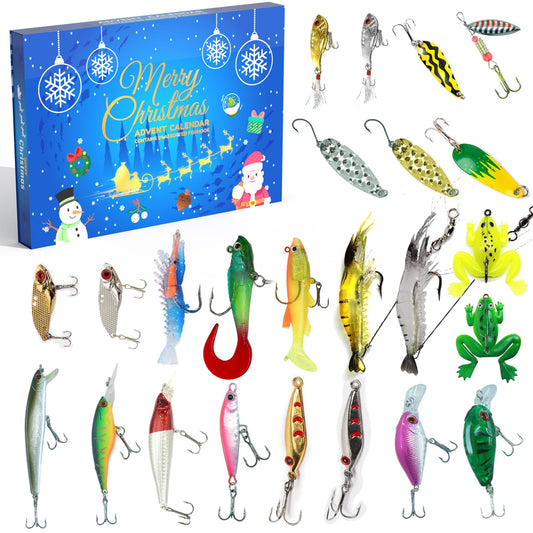 Cestluck Fishing Advent Calendar 2025 Adult Teen, 24 Days Fishing Lure Advent Calendar for Fisher Men Boys, Fishing Tackle, Xmas Christmas Countdown Surprise Gift for Father Grandpa Brother Boyfriend